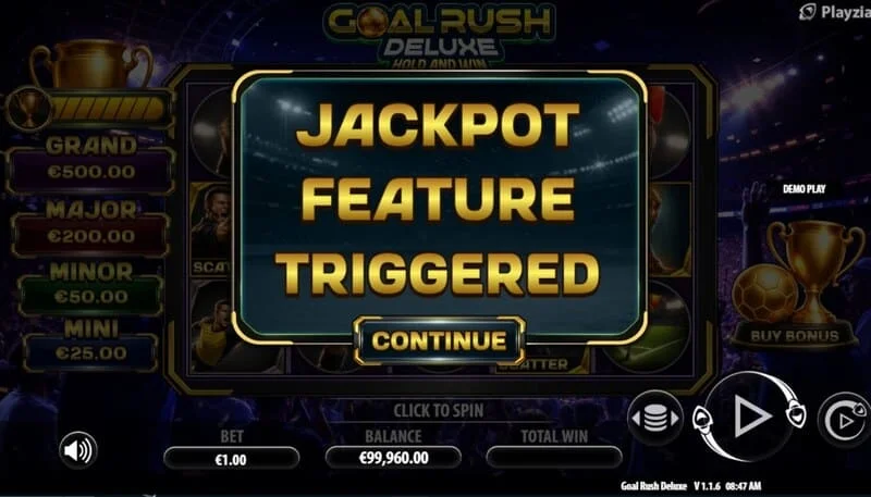 Goal Rush Deluxe - ενεργοποίηση του Jackpot Hold and Win με μπόνους μπάλες