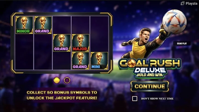 Goal Rush Deluxe - κύριο μενού με τροχούς και κερκίδες γηπέδου