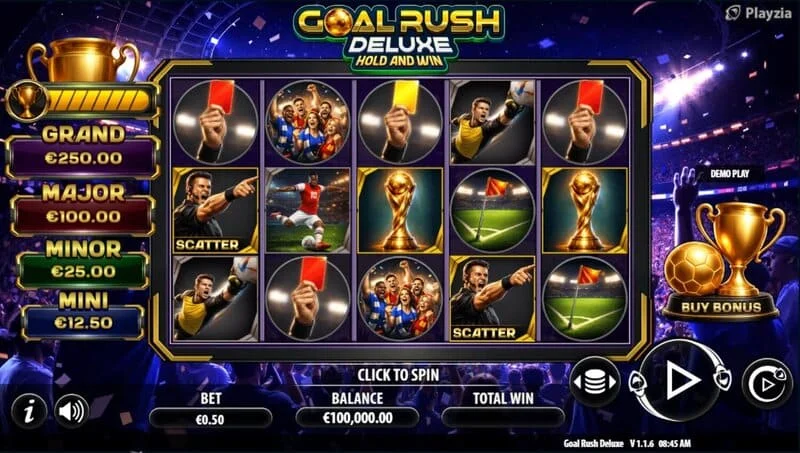 Goal Rush Deluxe - οθόνη παιχνιδιού σε λειτουργία Free Spins