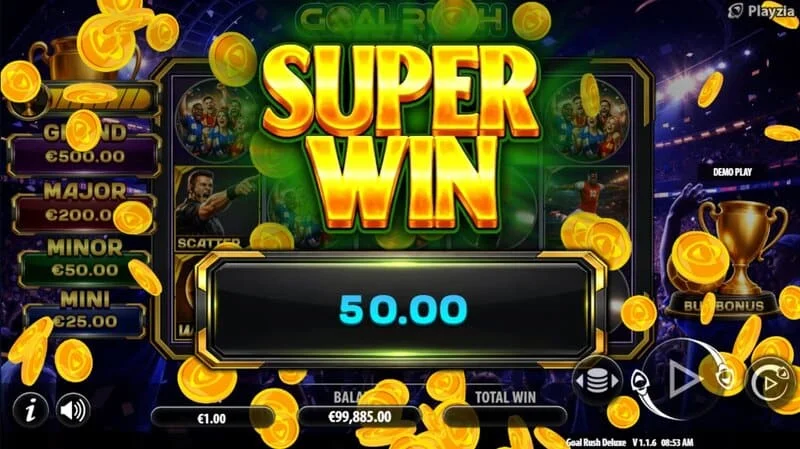 Goal Rush Deluxe - τελική σούπερ νίκη με Grand Jackpot
